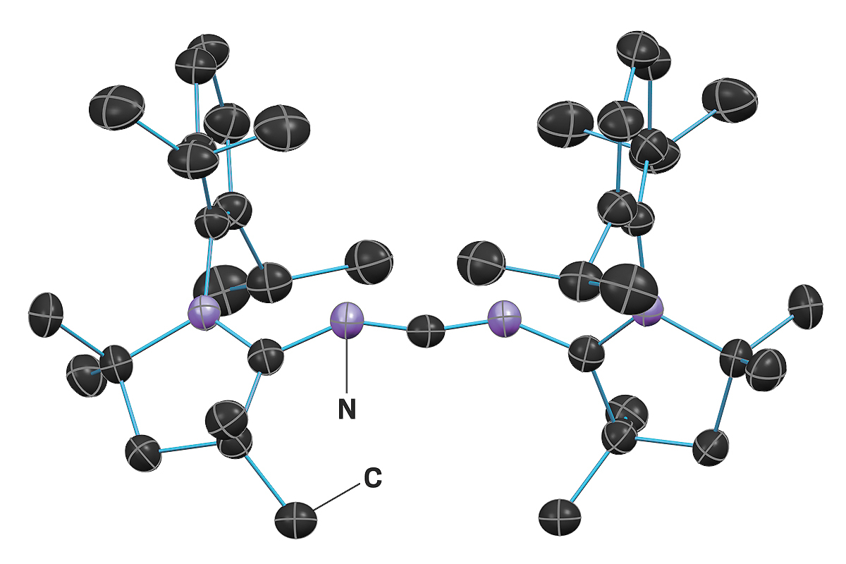 Crystal structure of a doubly oxidized carbene dication.