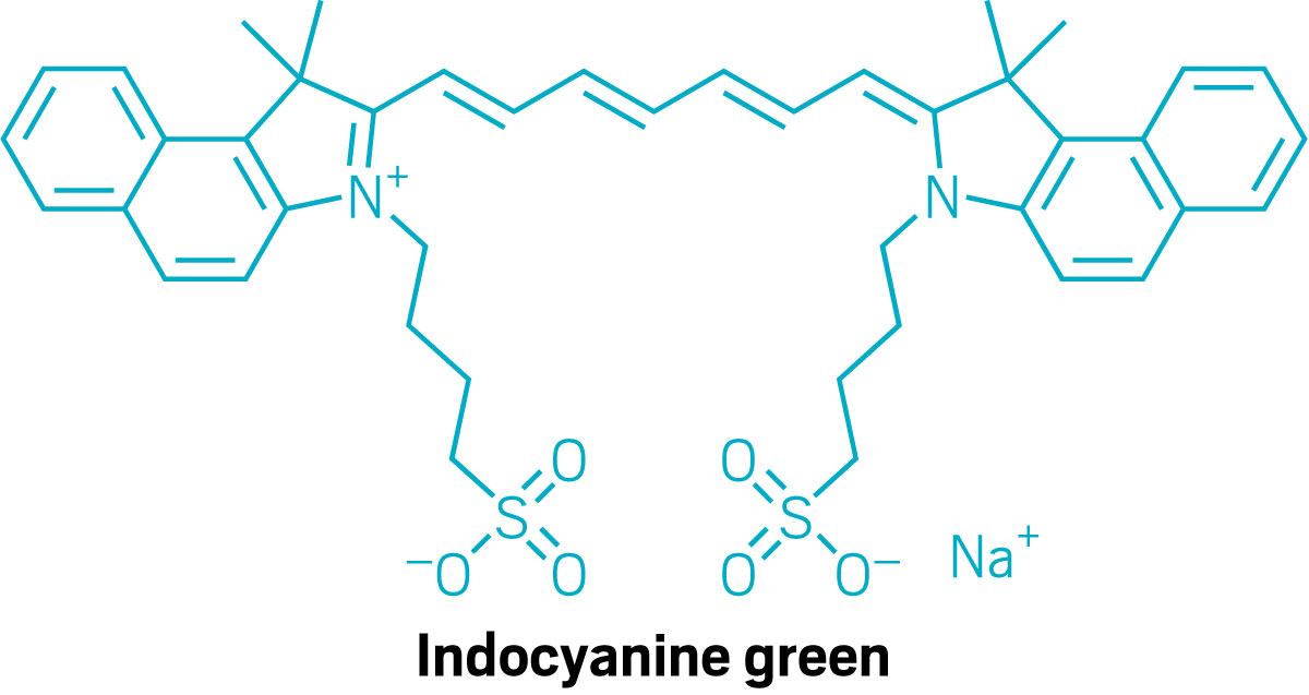 The chemical structure of indocyanine green.