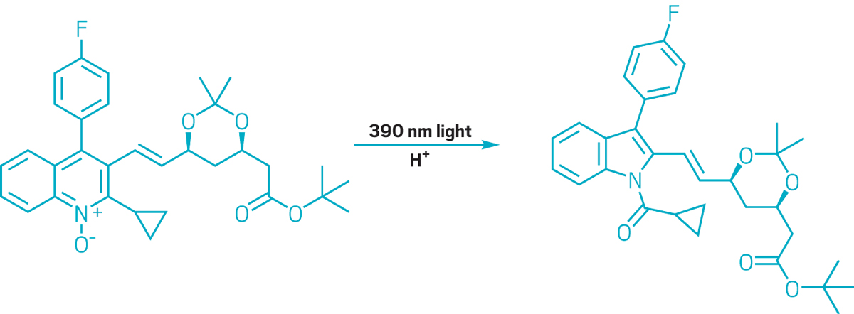 Scheme shows a quinoline N-oxide transformed into an N-acylindole.