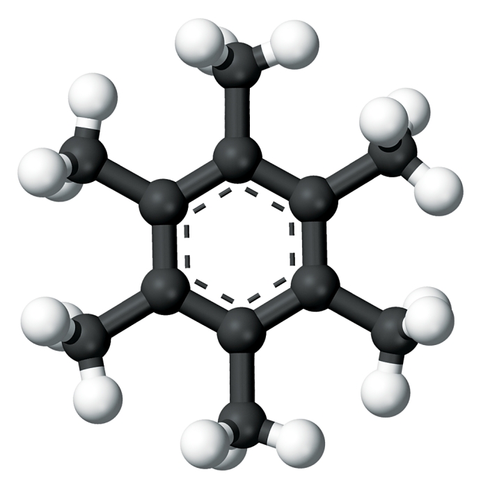 A structure of hexamethylbenzene.