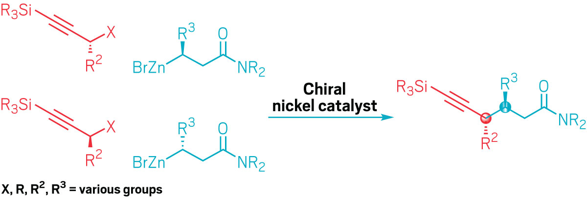 The coupling of electrophiles and nucleophiles to give a stereoselective product.